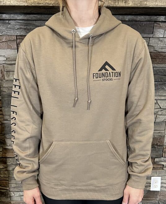 "Feel Less See More" Sleeved Hoodie - Safari Brown