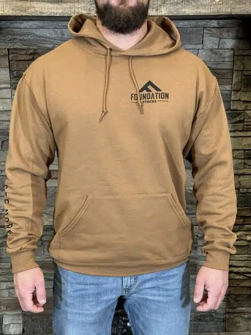 "Feel Less See More" Sleeved Hoodie - Pecan Brown