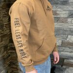 "Feel Less See More" Sleeved Hoodie - Pecan Brown - Image 3