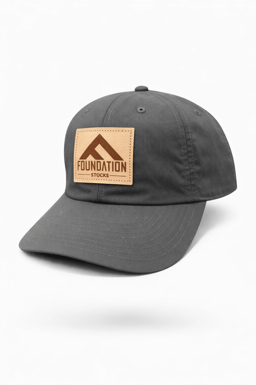 Foundation Unstructured Leather Patch Hat - Charcoal