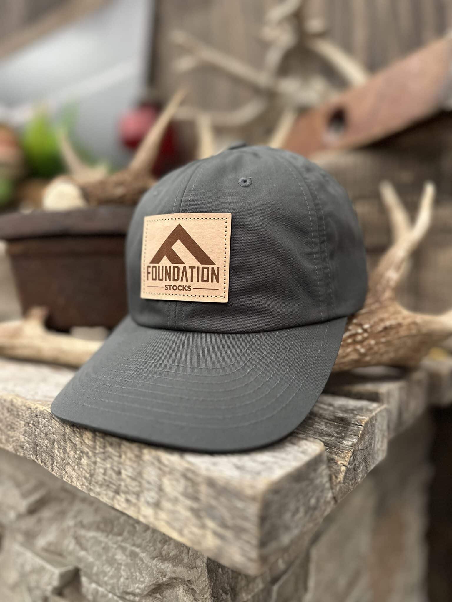 Foundation Unstructured Leather Patch Hat - Charcoal